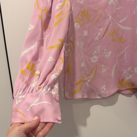 Joie Blush and Mustard Floral V-Neck Blouse - Picture 3 of 4